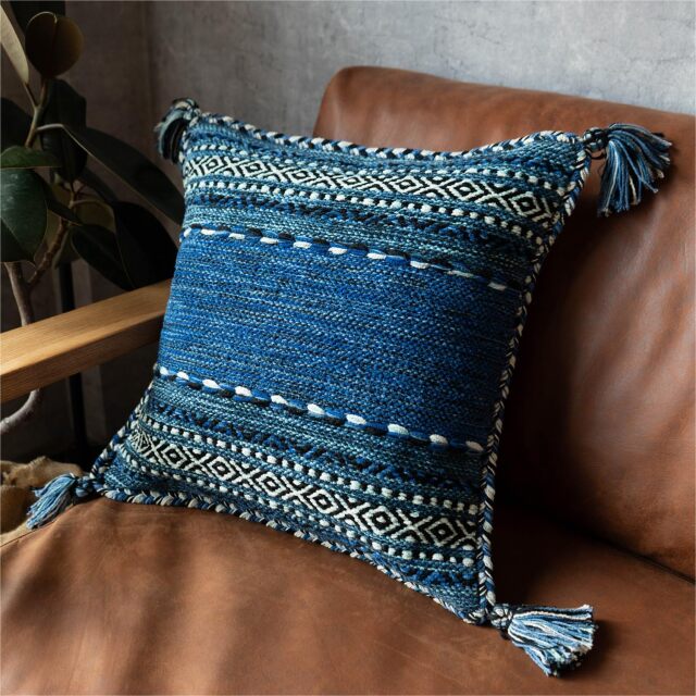 インド綿を使った手織りのキリムクッションカバー 約45x45 cm｜輸入