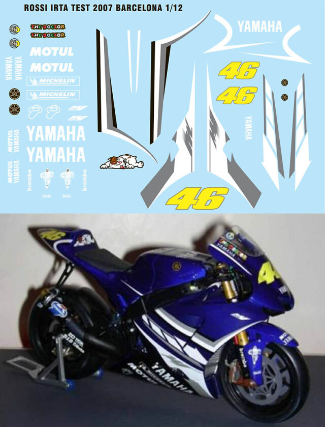 TBデカール 1/12 ヤマハ YZR-M1 モトGP 2012 - 2013 テスト V.ロッシ