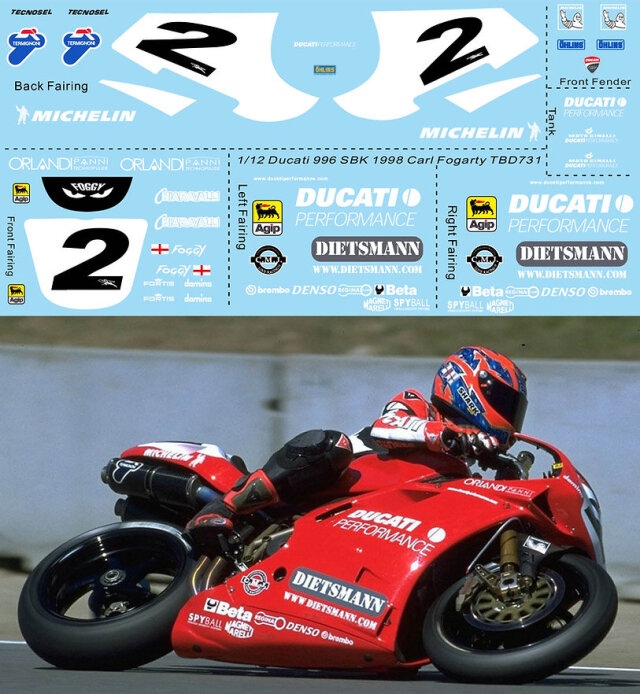 TBデカール 1/12 ドゥカティ 996 R SBK スーパーバイク 1998 C
