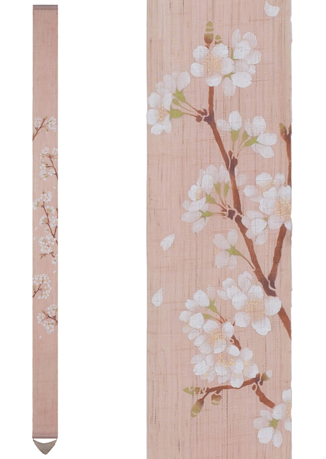 手染め麻細タペストリー「桜」 [京都洛柿庵オンラインショップ]