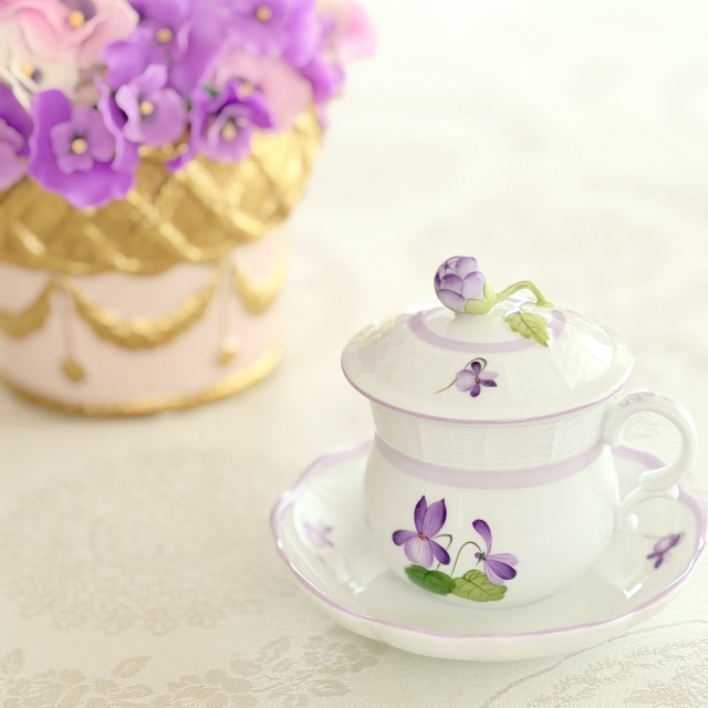 ☆ラスト1セット☆ Herend ヘレンド バイオレットライラック クリーム