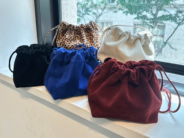 Drawstring leather shoulder bag（5color）