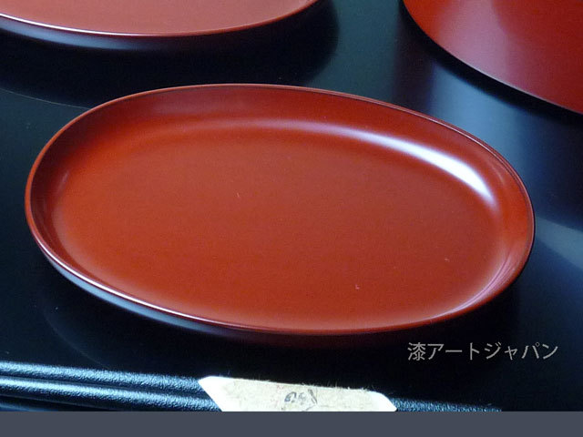 輪島漆塗り 小判皿（本朱）1枚