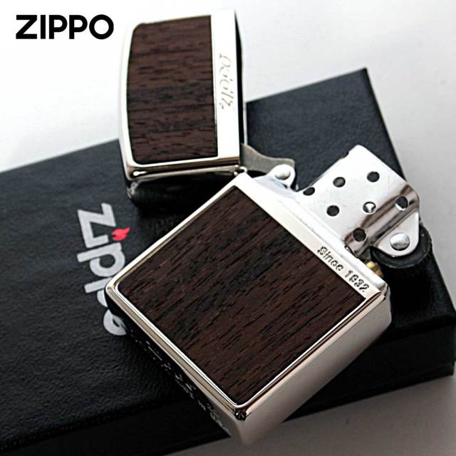 Zippo ジッポー ウッド 木目 木 ホワイトニッケル 両面加工 Wood