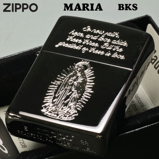zippo ジッポーライター マリア MARIA 黒ニッケルメッキ エッチング 銀
