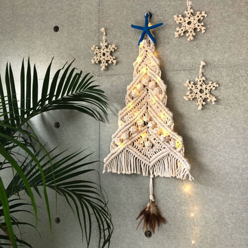 ISLANDER限定マクラメクリスマスツリー壁掛けタペストリー（ナチュラル
