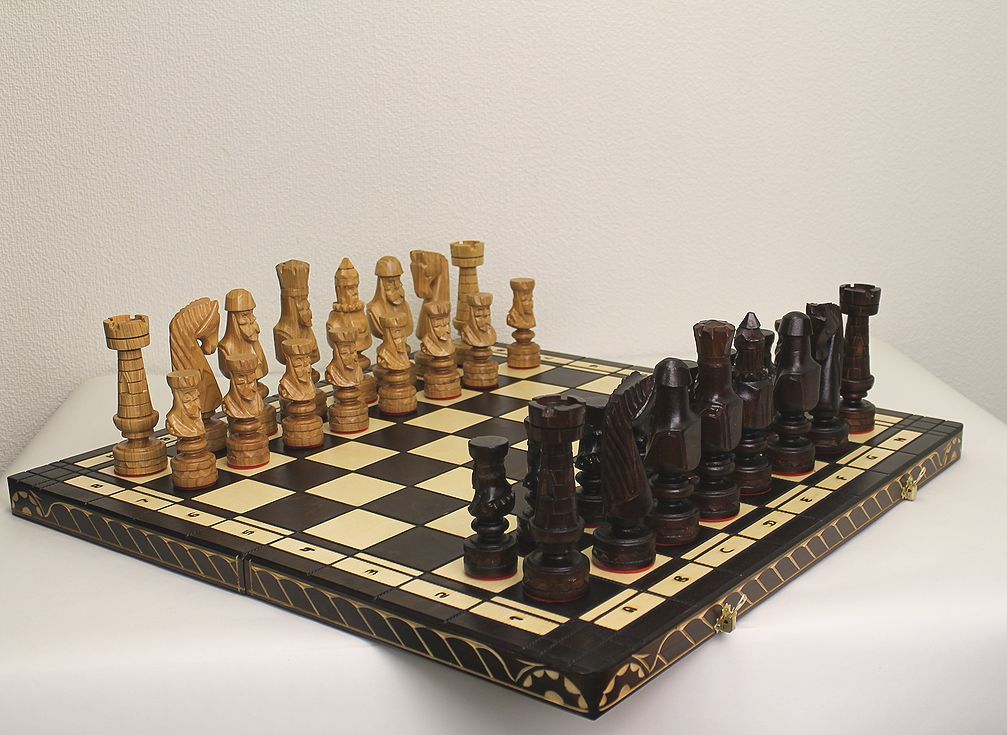 No103 59cm大型チェス盤チェス駒セット Poland Big wood chess