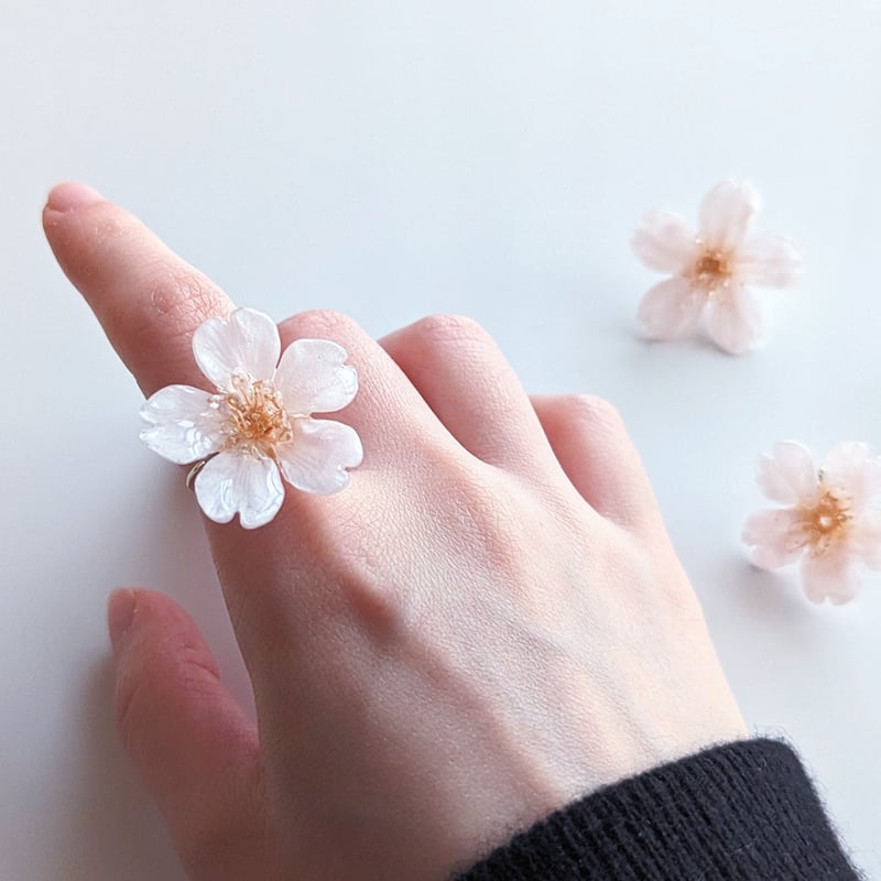 K14GF】【受注制作】Everpink. 本物の桜 厳選したお花で仕上げたリング