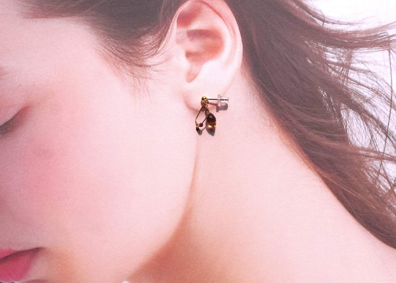 ブラウントパーズ、ガーネット ピアス （N-DK | zuro jewelry