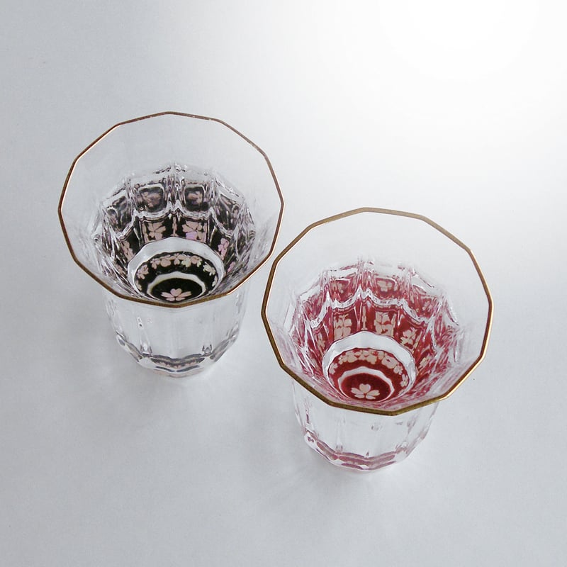 天野漆器】金杯（万華鏡）桜（貝入）朱／黒 | 高岡伝渡 -online shop-