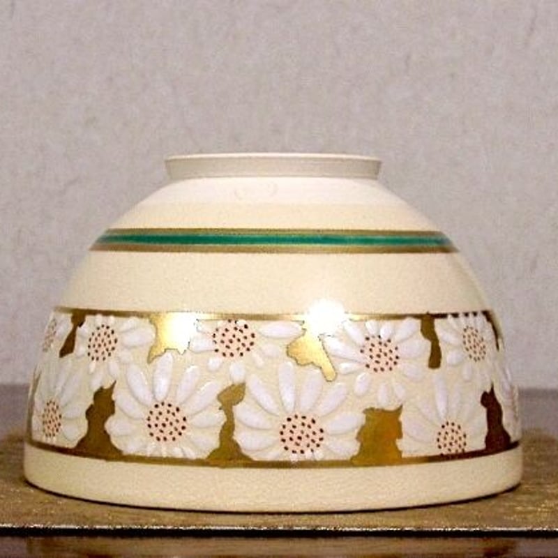 京焼・清水焼 山川巌（二代）作 仁清写 菊之絵 茶碗 無傷 共箱 保証
