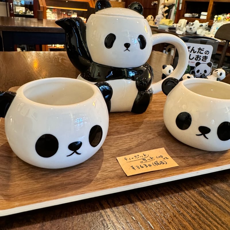 パンダ親子のティーポット&2Pカップセット | ぱんだ珈琲店 通販部