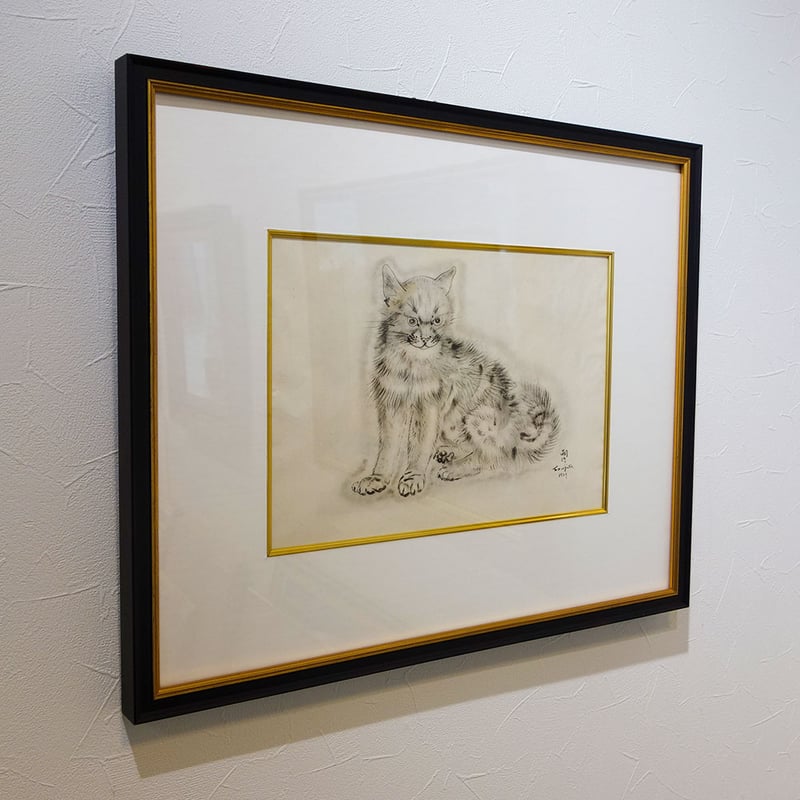 版画 藤田嗣治 「アラシェル（1930年発行・猫の本より）」 コロタイプ