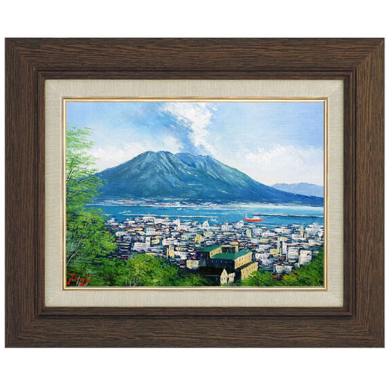 油絵 菅家令子 絵 絵画インテリア額付(青緑＋金色の枠)F4-080715女の子