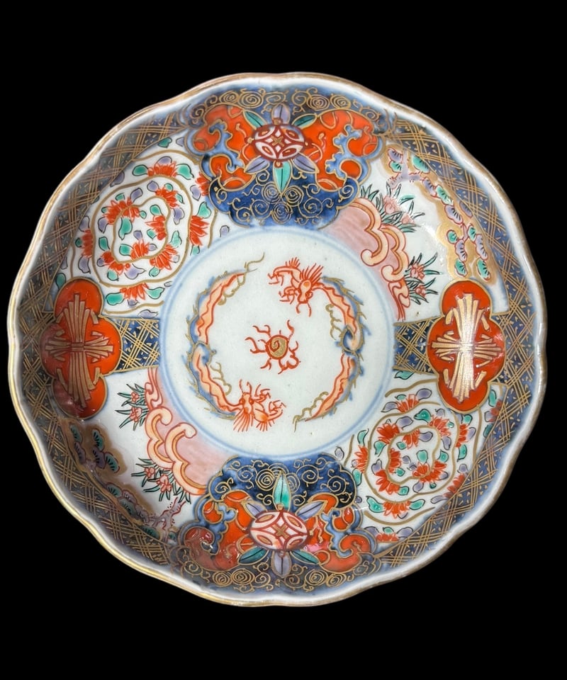 2客セット】 太明萬歴年製 古伊万里 小皿 金彩 雲龍 草花文 赤絵 色絵
