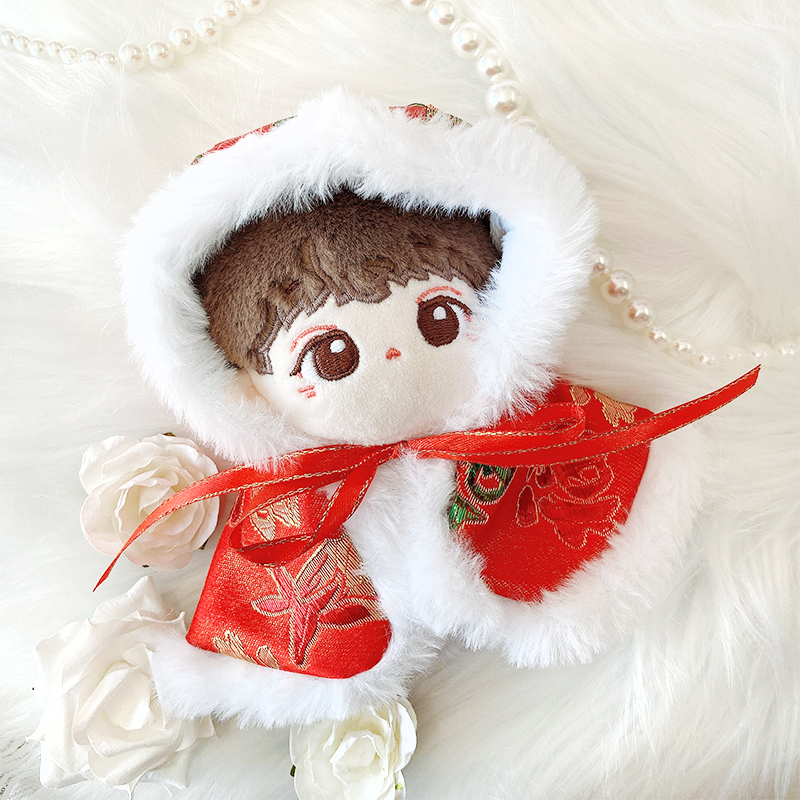 ぬい服】フード付きチャイナ柄ケープ 10cm~15cmぬいぐるみ用【推し活