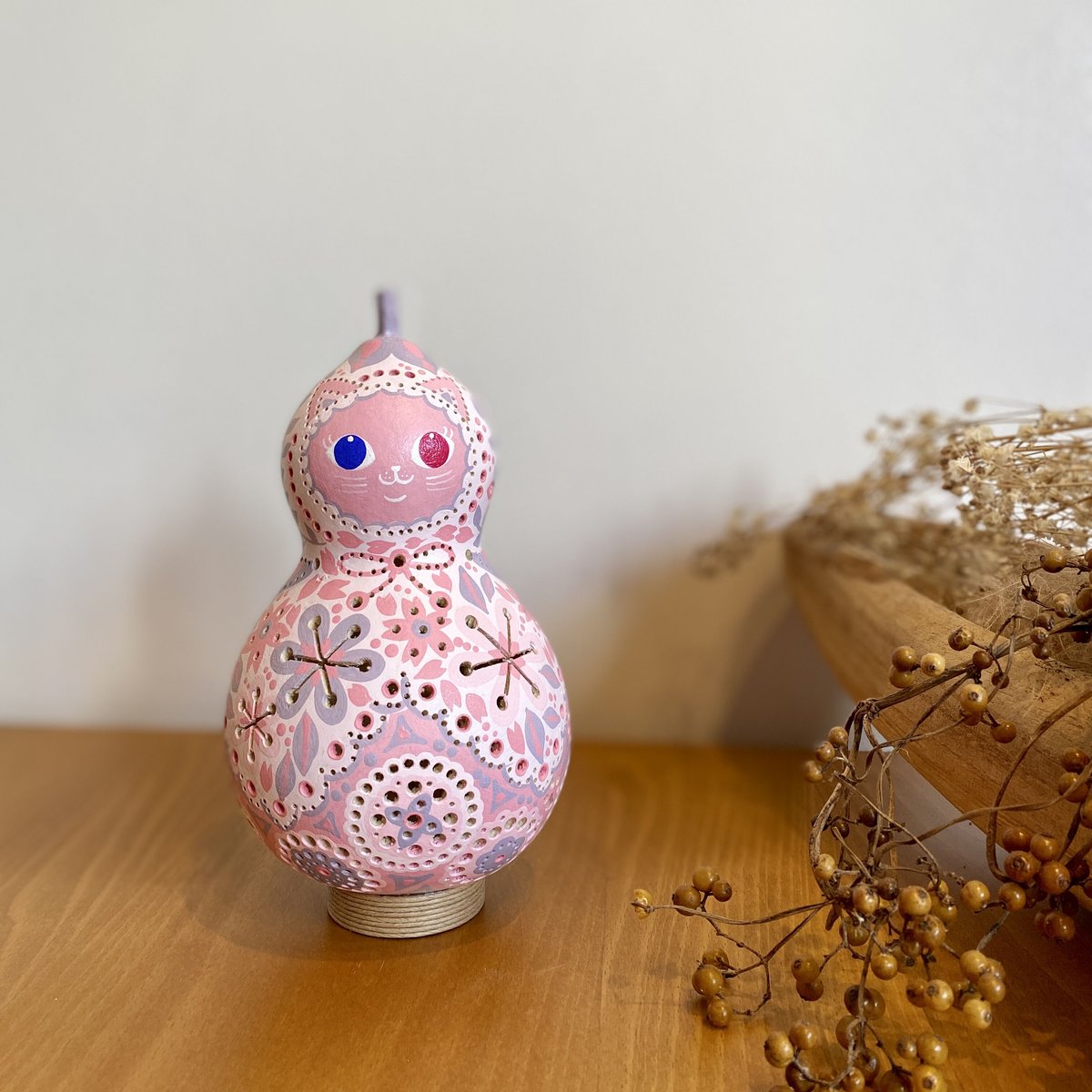 ひょうたん猫ランプ「春さくら」☆送料無料 | YORO GOURD FACTORY