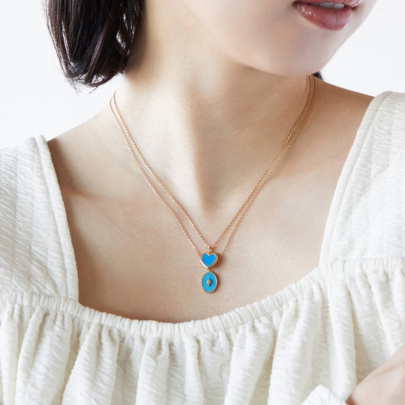 BABY-BLUE シルバー925製ターコイズハートネックレス | The May Chang