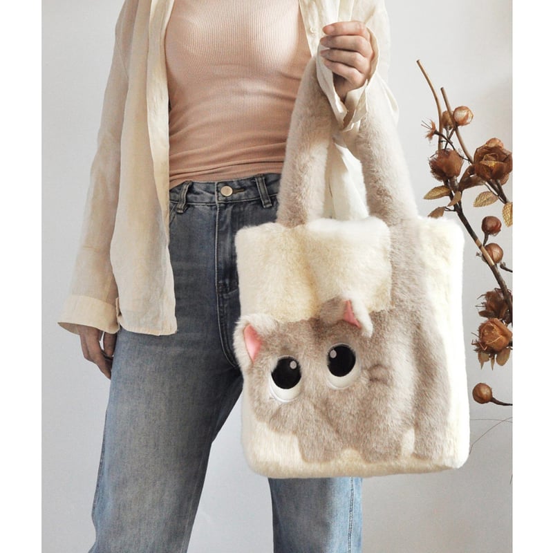 猫柄ふわふわファートートバッグ | Bagoodtimeshop