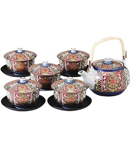 Amazon.co.jp: たち吉 京唐草 急須茶器 〈急須1個、茶碗5個