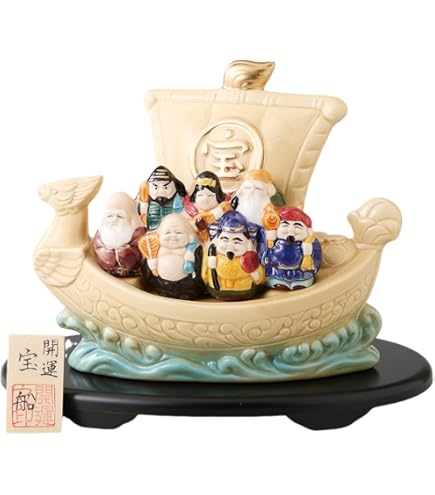 Amazon.co.jp: 商売繁盛 七福神 置物 開店祝い/七福神開運宝船/縁起物
