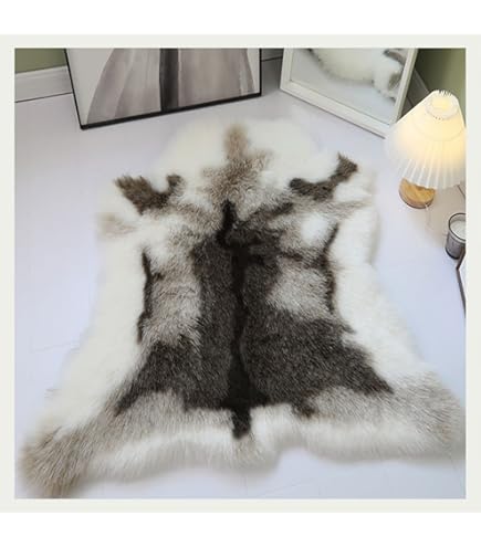 Amazon｜Sunshine Cowhides 100% 本物のヤギ皮ラグ - ベージュ