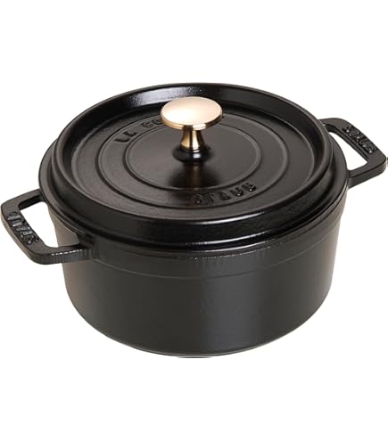 Staub 1102025 Round Cocotte Pot, 20 cm, Matt Black by Staub