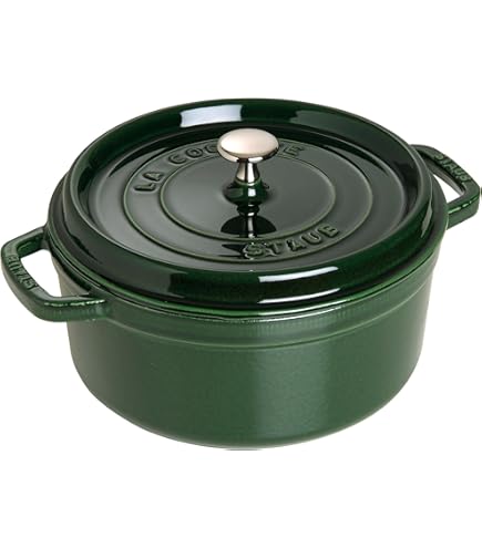 Amazon.com: Staub 5.5 Quart Round Cocotte, Basil: Dutch Ovens