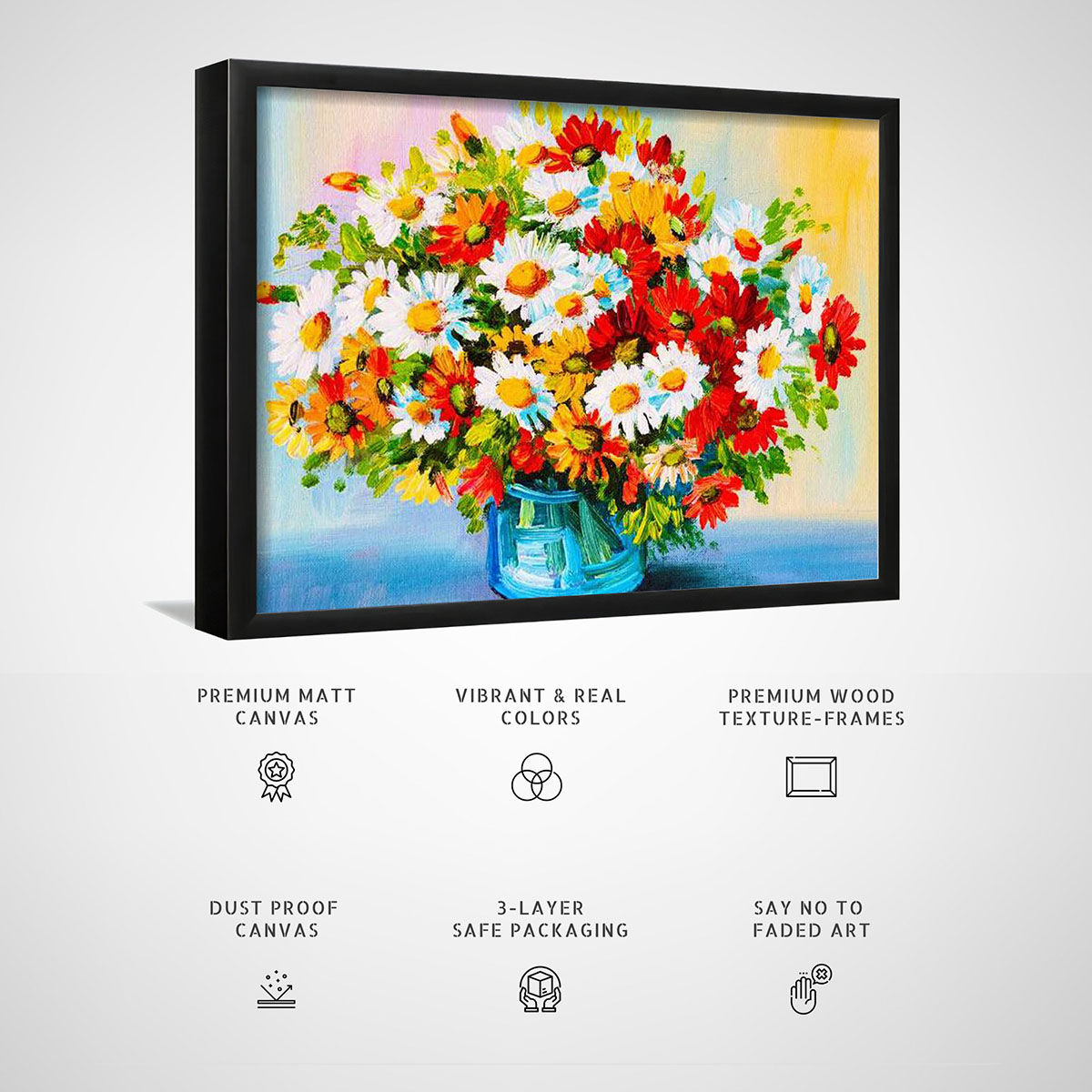 Buy ARTCREST Flower Bouquet Large Painting Black Box Framed Wall