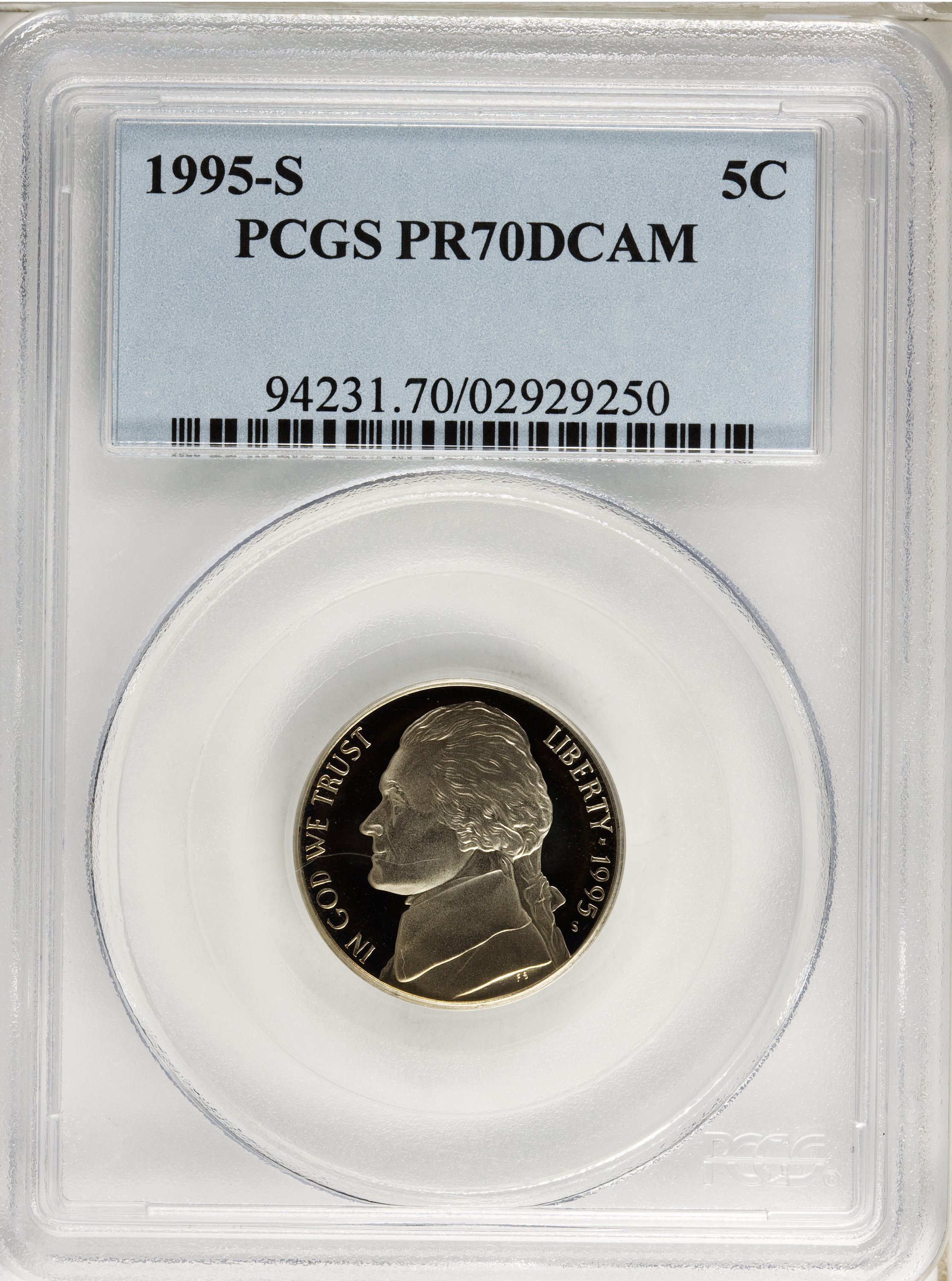 1995 S Jefferson Nickel, Proof DCAM Proof (PR) Pricing Guide | The