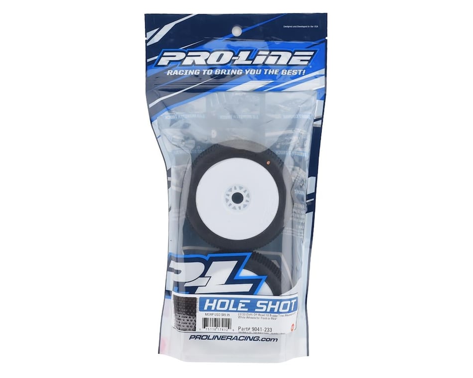 Pro-Line Hole Shot 2.0 Pre-Mounted 1/8 Buggy Tires (2) (White) (S3