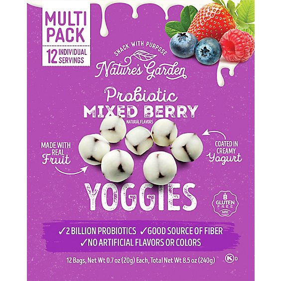 Nature's Garden Probiotic Mixed Berry Yoggies 6 / 12 X 0.7oz - 8.5