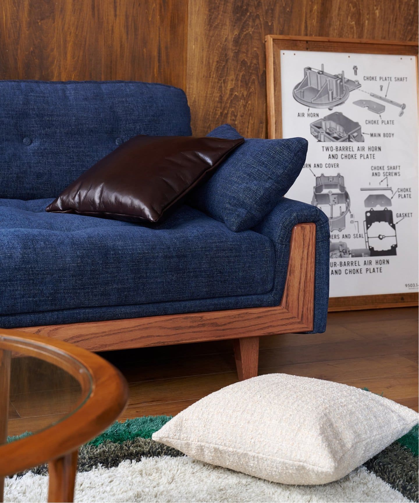 大型商品》WINDAN Feather SOFA 2nd NAVY ウィンダンフェザーソファ