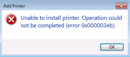 Solved] Unable to install Printer.Operation could not be completed