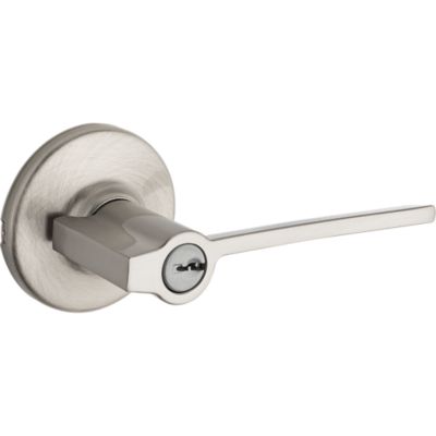 Satin Nickel Ladera Lever - Keyed - with Pin & Tumbler | Kwikset