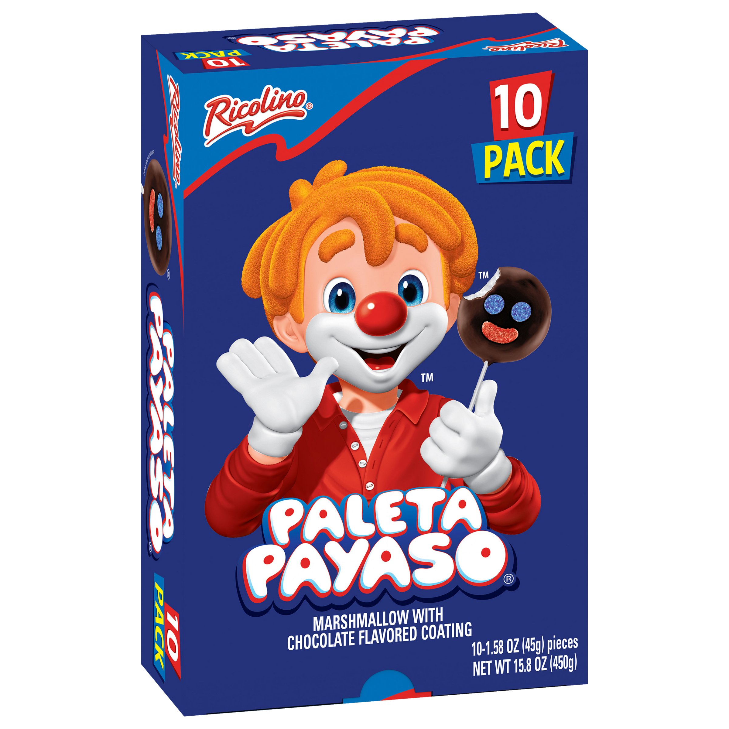 Ricolino Paleta Payaso Marshmallows with Chocolate Flavor Coating