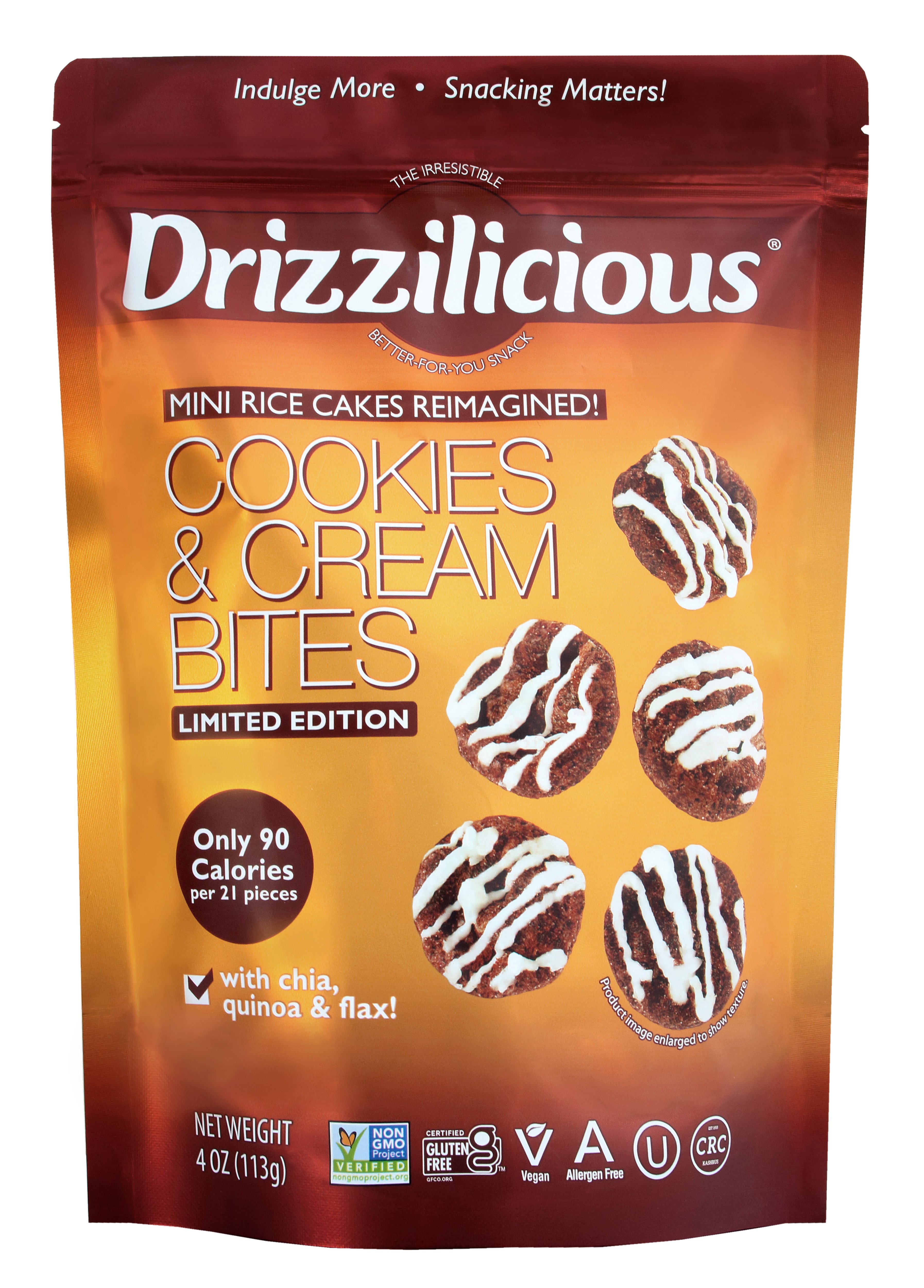 Drizzilicious Mini Rice Cakes - Cookies & Cream Bites - Shop Rice