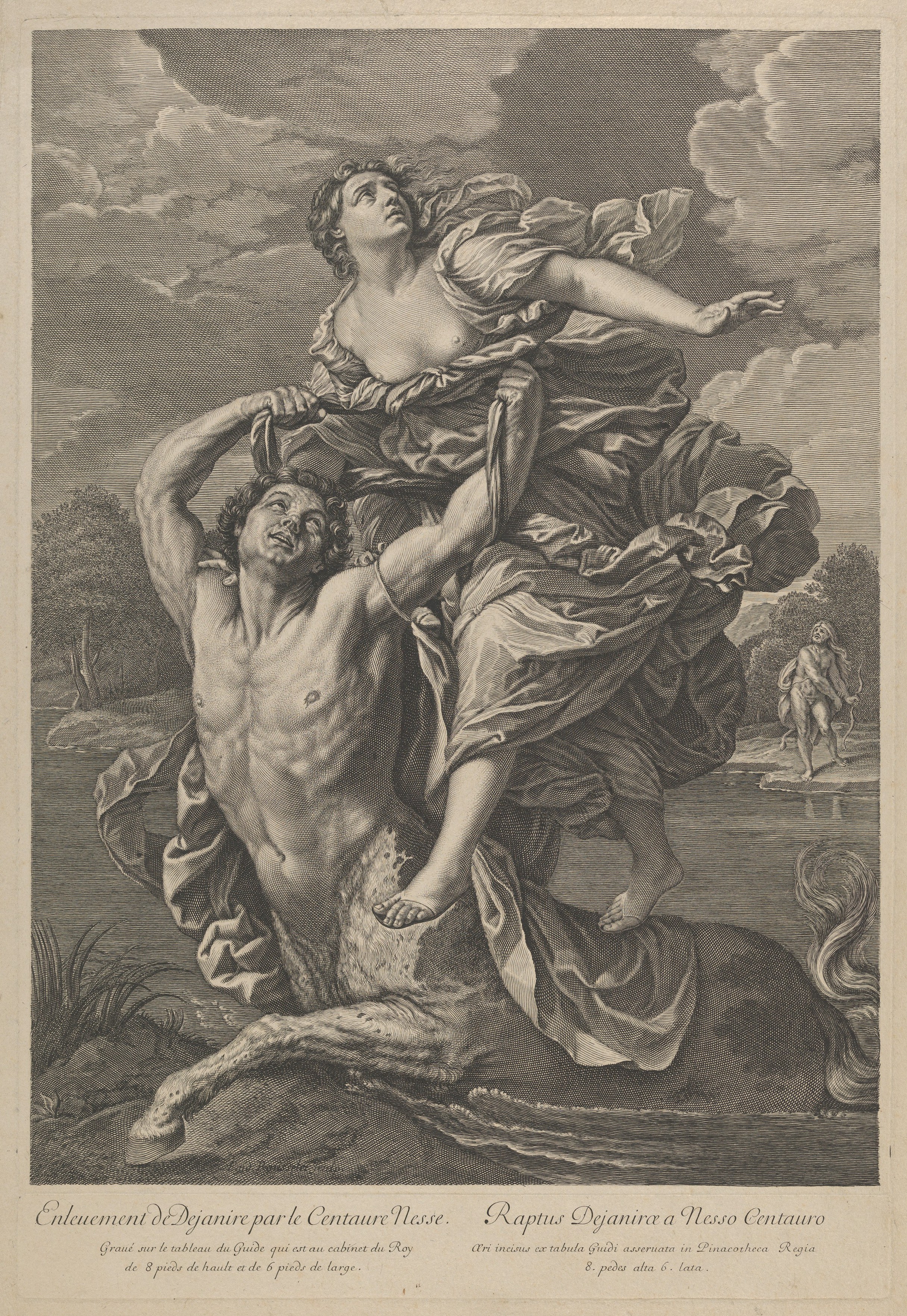 Anonymous - Dejanira being abducted by the centaur Nessos, a man