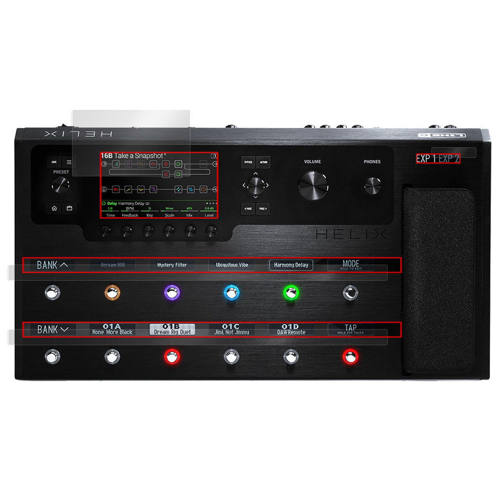 LINE6 Helix Floor 用 保護フィルム | 衝撃吸収低反射ブルーライト