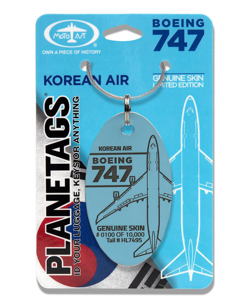 Genuine Boeing 747-400 PlaneTag from Korean Air Luxuy Liner HL7495