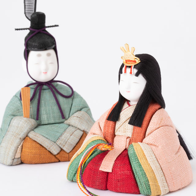 手織り麻の木目込み雛飾り 十人飾り 背景（屏風）・素木台【順次発送