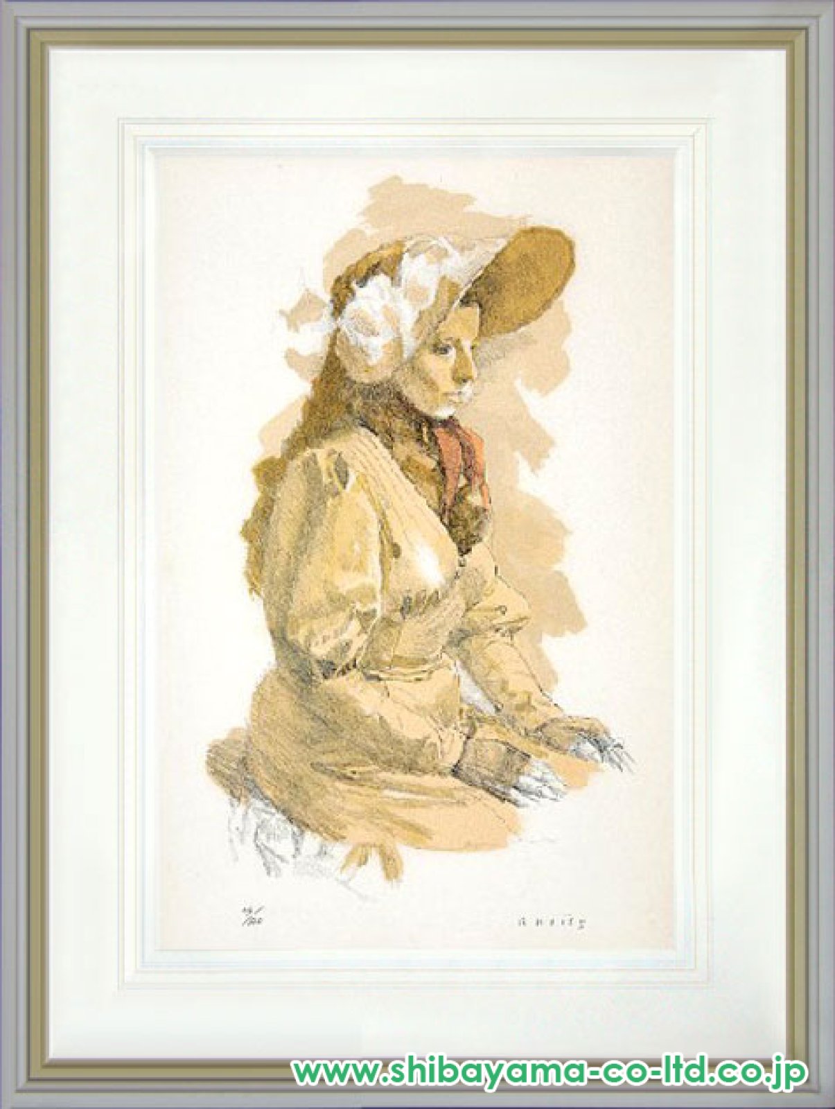 小磯良平「スカーフの女(C)」リトグラフ :: 絵画買取・販売 - シバヤマ