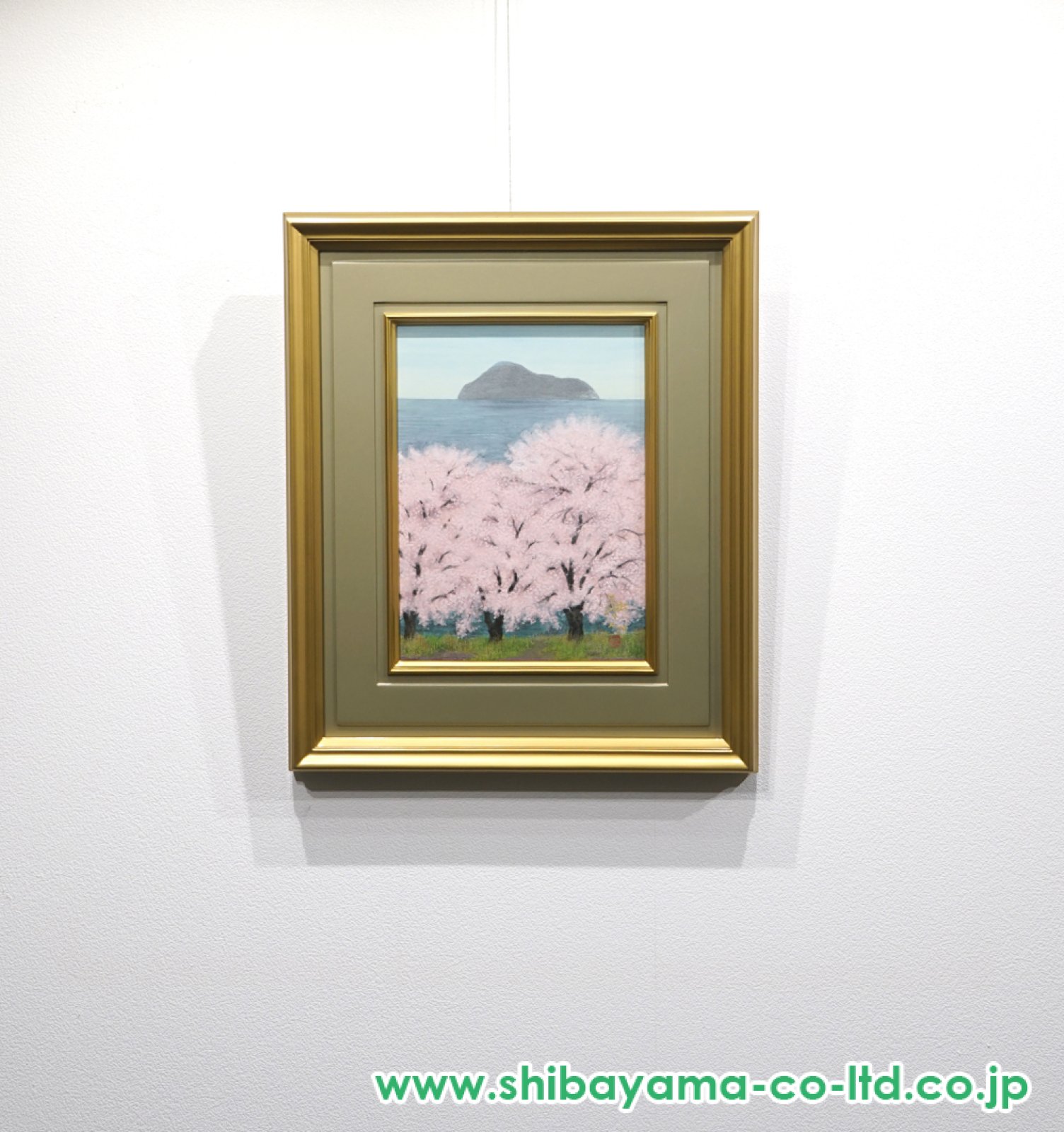 中路融人「桜と島」日本画 4号 :: 絵画買取・販売 - シバヤマ