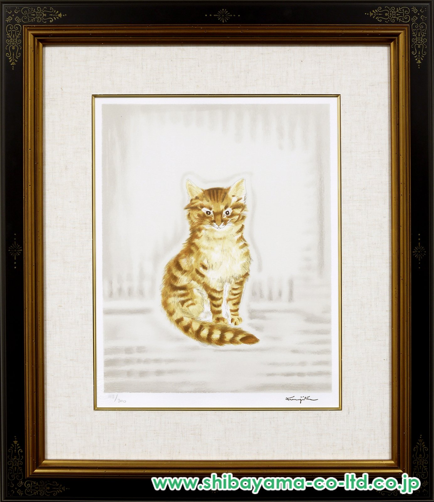 藤田嗣治「茶色の猫」リトグラフ :: 絵画買取・販売 - シバヤマ