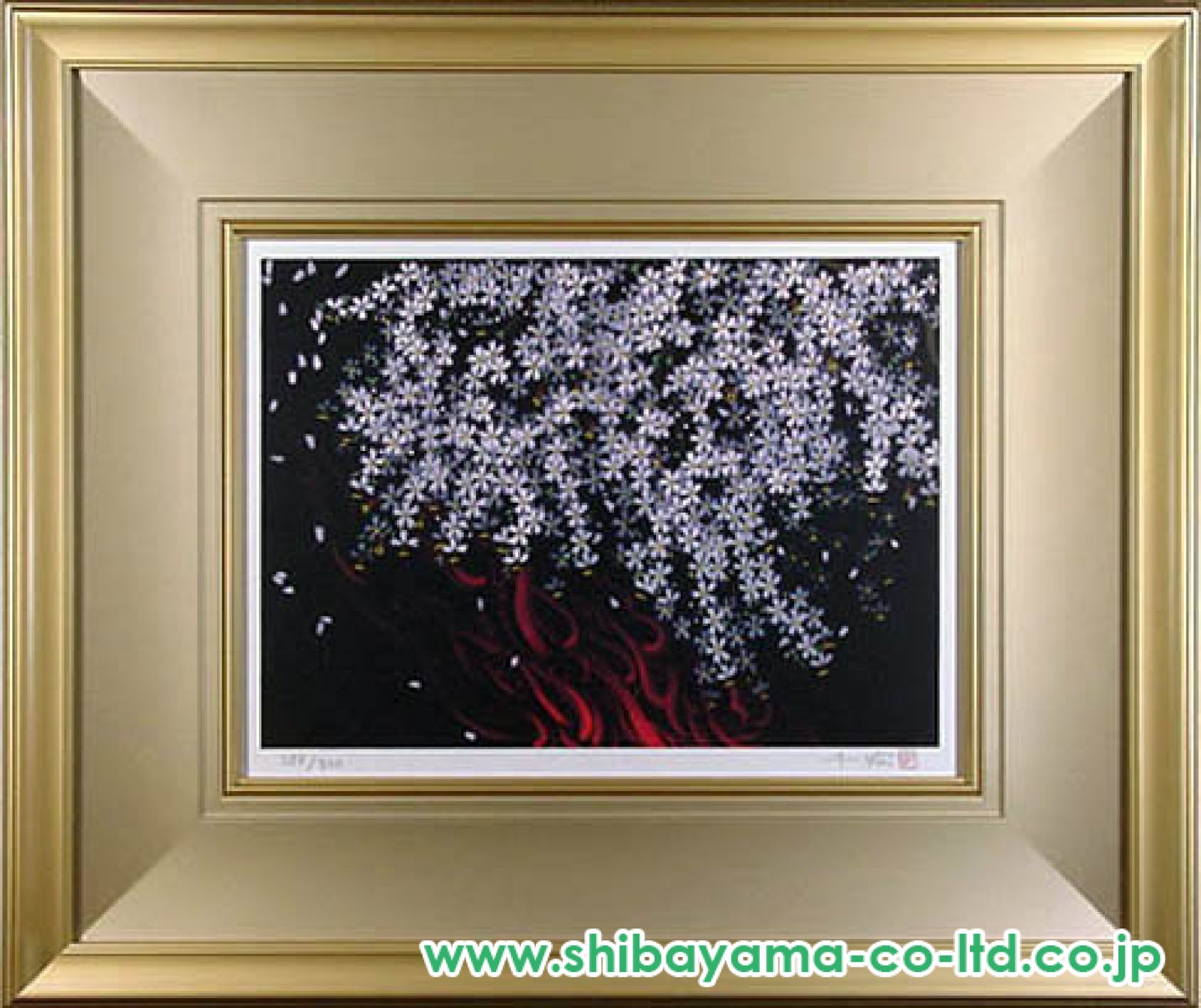 中島千波「夜桜」リトグラフ :: 絵画買取・販売 - シバヤマ