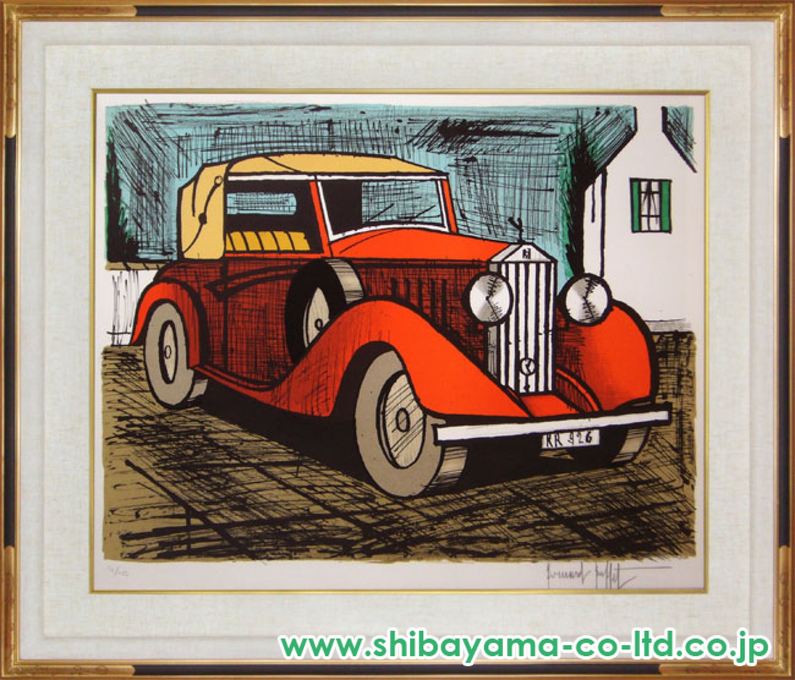 ベルナール・ビュッフェ「ロールスロイス1926 赤」リトグラフ :: 絵画