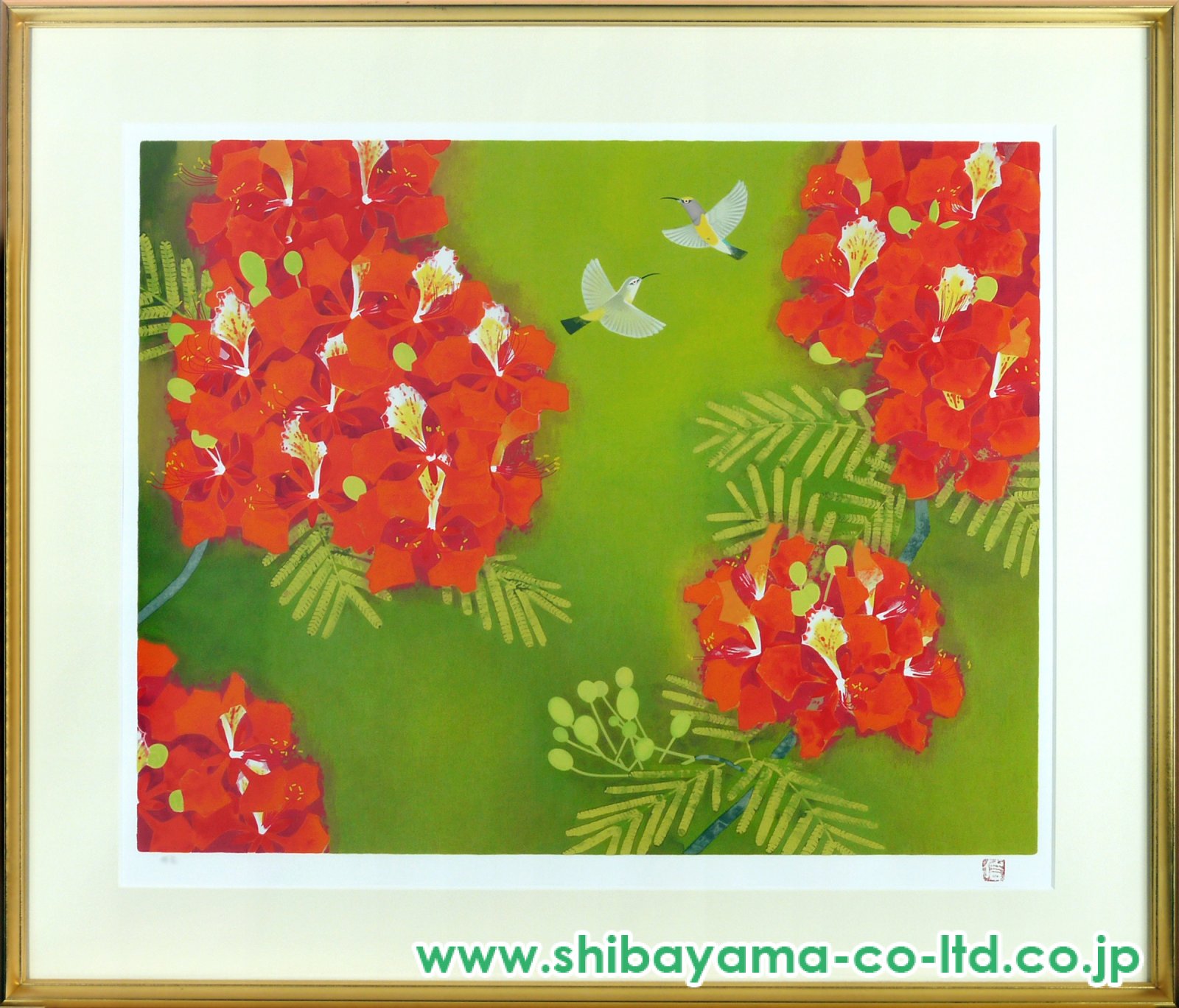 上村松篁「鳳凰木」リトグラフ :: 絵画買取・販売 - シバヤマ