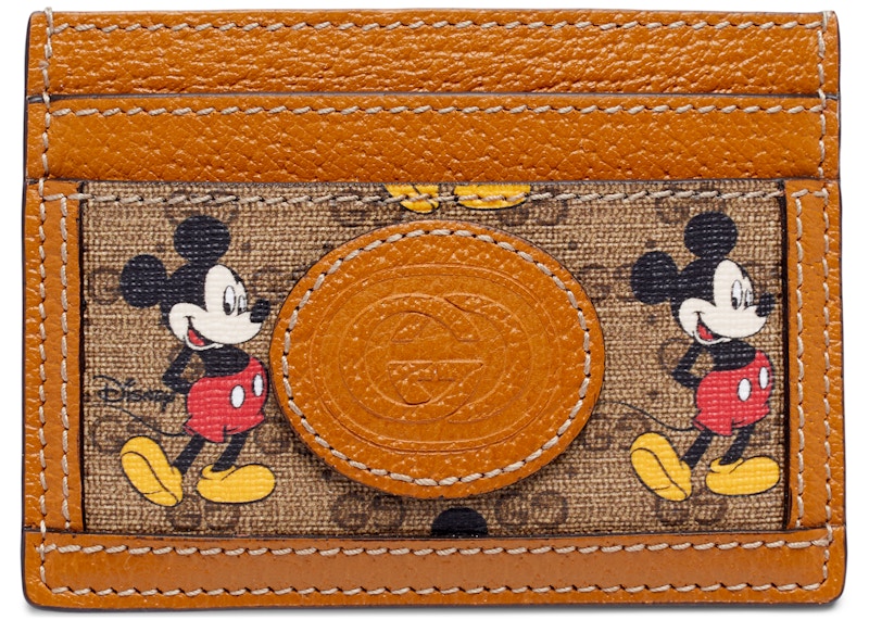Gucci x Disney Card Case Mini GG Supreme Mickey Mouse Beige in