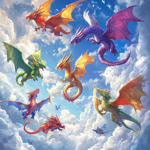 Free Colorful dragons flying Image - Dragons, Colorful, Sky