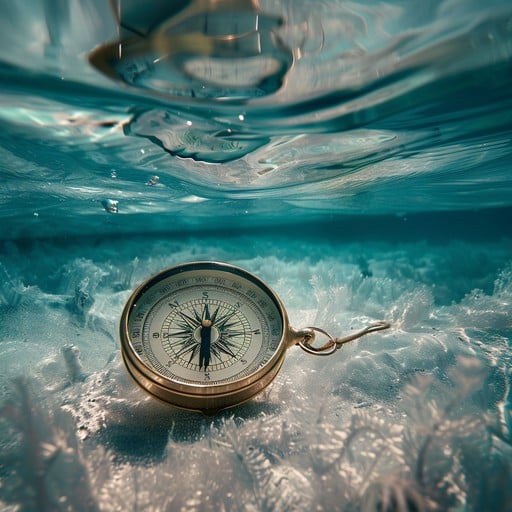 Free Submerged Compass Navigation Image - Compass, Underwater